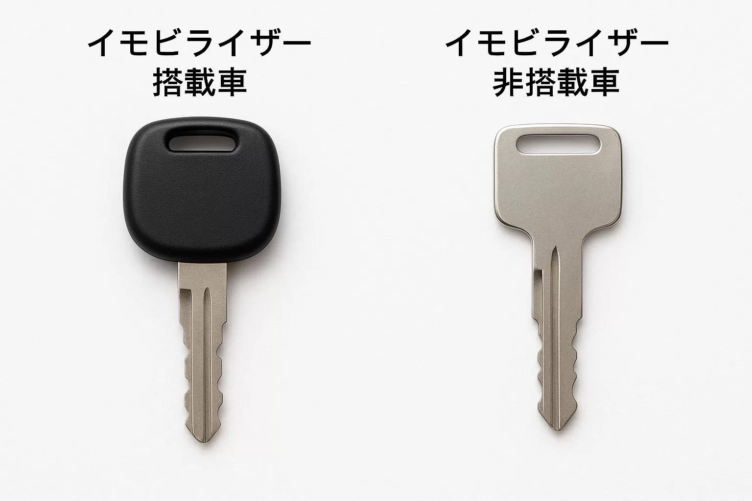 イモビライザー搭載キーと非搭載キーの比較