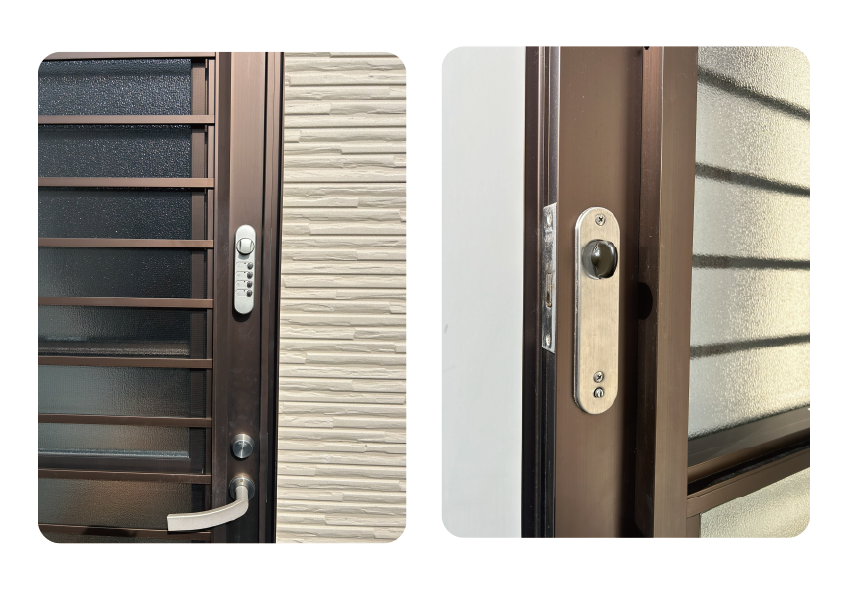 施工前の勝手口暗証番号錠（雲仙市）